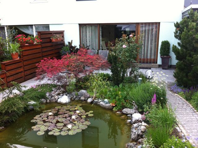 Terrasse mit Gartenteich